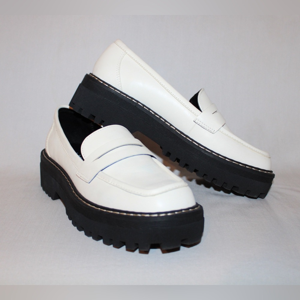Cool Planet by Steve Madden White Chunky Platform Loafers Women’s Size 8